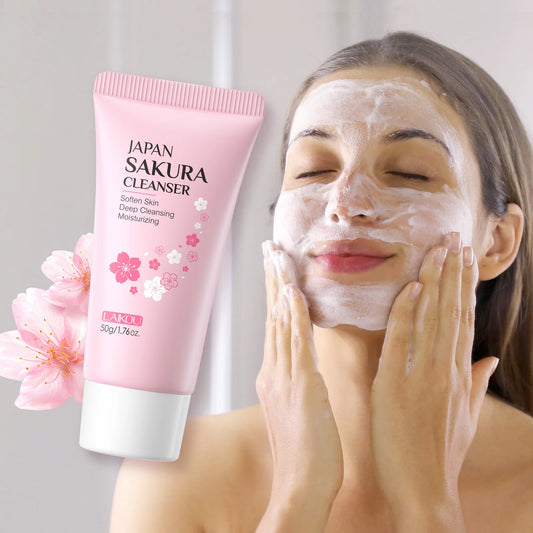 Sakura Hydrating Skincare Set – Cleanser, Eye Cream, Facial Oil, Lip Mask & Peel-Off Mask