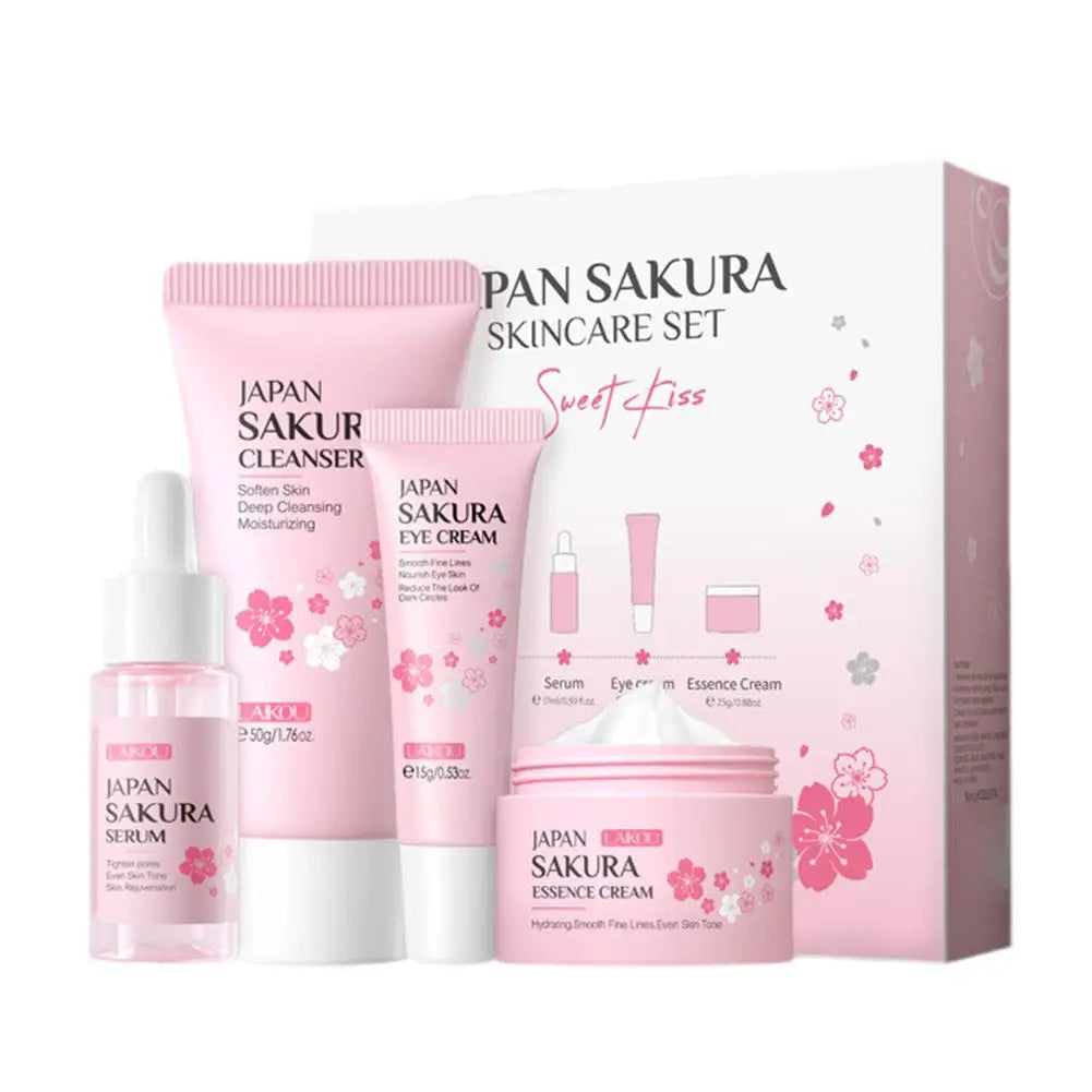 LAIKOU Cherry Blossom Skincare Set – Cleanser, Toner, Serum, Eye Cream & Face Cream