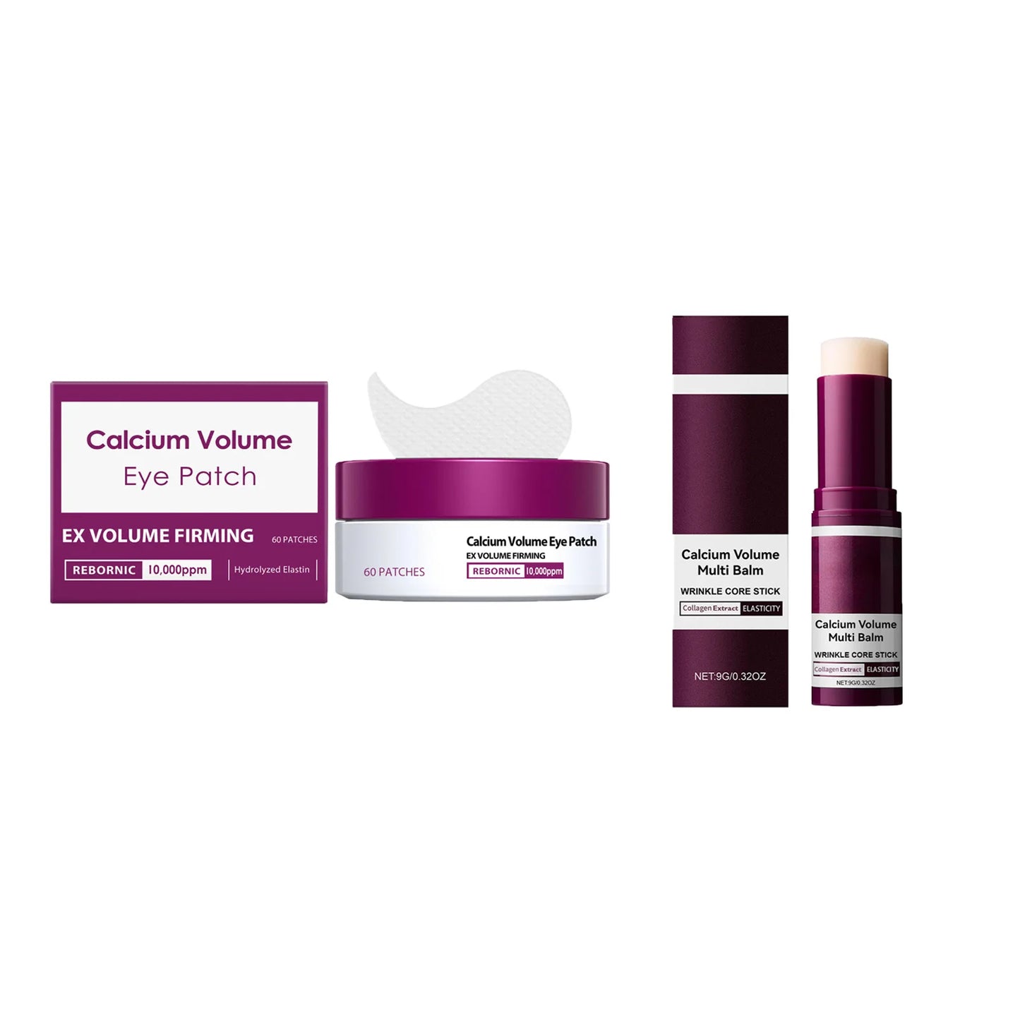Hoygi Calcium Anti-Aging Skincare Set – Serum, Eye Patches & Multi Balm