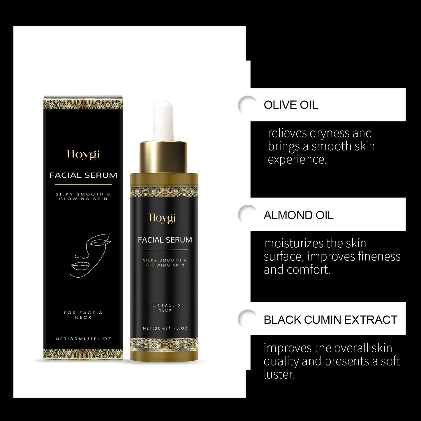 Hoygi Facial Care Essence Serum – Moisturizing & Radiance Boost (30ml)
