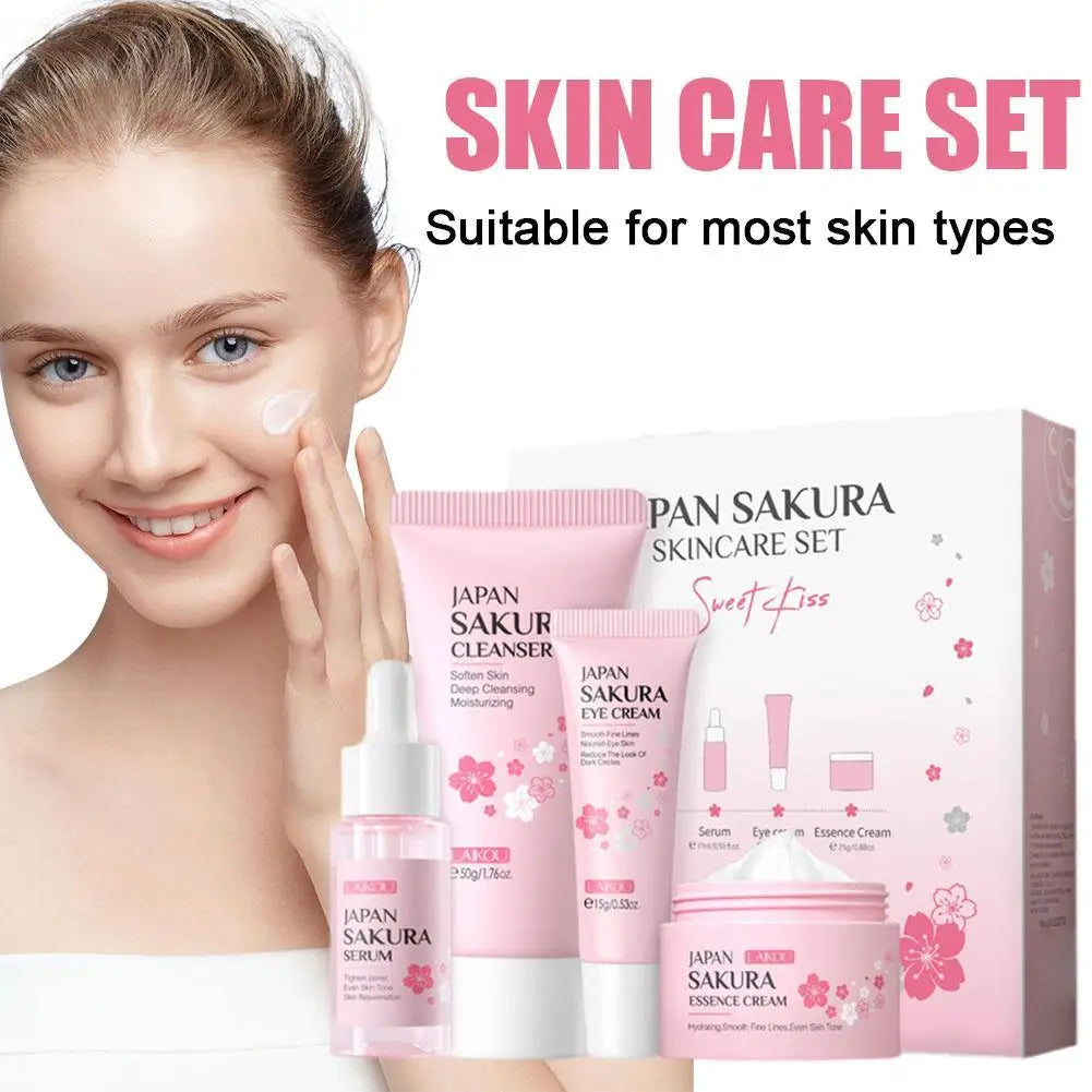 LAIKOU Cherry Blossom Skincare Set – Cleanser, Toner, Serum, Eye Cream & Face Cream