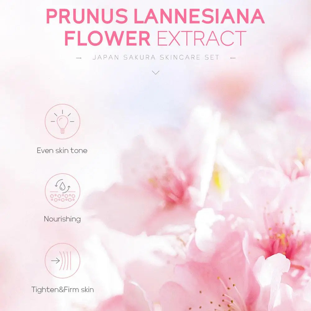 LAIKOU Cherry Blossom Skincare Set – Cleanser, Toner, Serum, Eye Cream & Face Cream