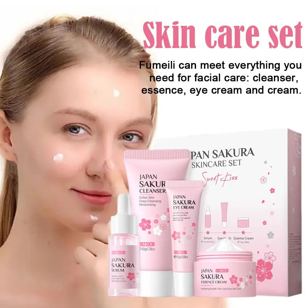 LAIKOU Cherry Blossom Skincare Set – Cleanser, Toner, Serum, Eye Cream & Face Cream